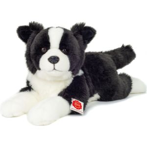 Hermann Teddy Knuffeldier hond Border Collie - zachte pluche stof - premium kwaliteit knuffels - zwart/wit - 45 cm