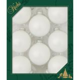 8x Satijn witte glazen kerstballen mat 7 cm kerstboomversiering - Kerstversiering/kerstdecoratie wit