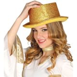 Gouden glitter hoge hoed voor volwassenen
