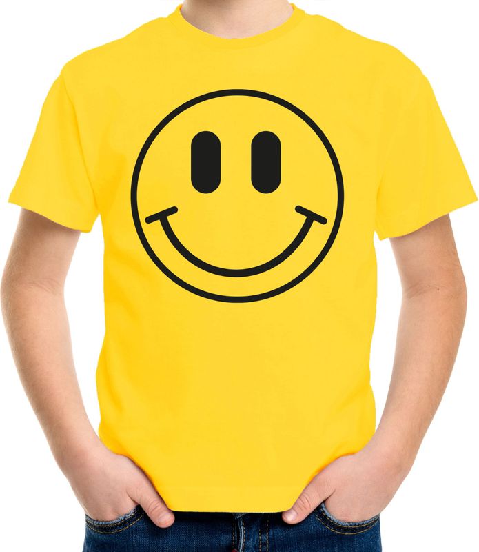 Bellatio Decorations Verkleed shirt jongens - smiley - geel - carnaval - feestkleding voor kinderen