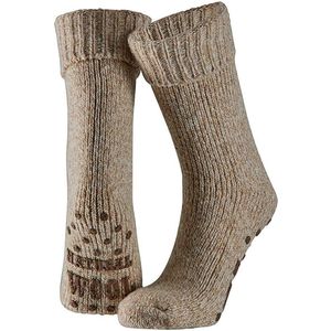 Apollo huissokken/slofsokken - Anti-slip - schapenwol - volwassenen - beige - warme wintersokken