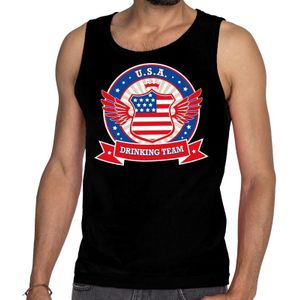 Zwart USA drinking team tanktop / mouwloos shirt / tanktop / mouwloos shirt zwart heren -  Amerika kleding
