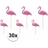 Flamingo cocktailprikkers 30 stuks - kaasprikkertjes