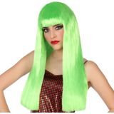 Atosa Verkleedpruik voor dames met lang stijl haar - Groen - Carnaval/party