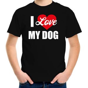 I love my dog / Ik hou van mijn hond t-shirt zwart - kinderen - Honden liefhebber cadeau shirt