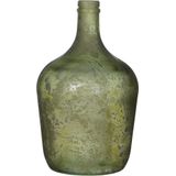 Fles / bloemenvaas groen glas 30 x 18 cm - sierflessen - woondecoratie / woonaccessoires