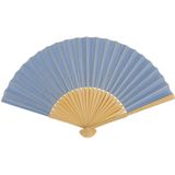 Spaanse handwaaier - 2x - pastelkleuren - korenblauw - bamboe/papier - 21 cm