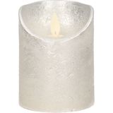 2x Zilveren LED Kaarsen / Stompkaarsen 10 cm - Luxe Kaarsen Op Batterijen met Bewegende Vlam