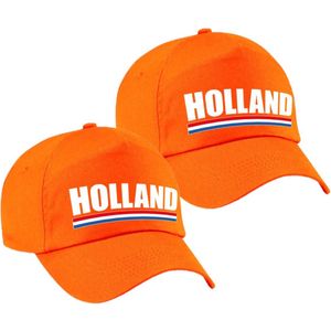 4x stuks Holland supporters pet oranje voor dames en heren - Nederland landen baseball cap - supporter accessoire