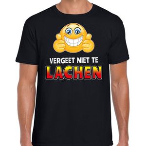 Funny emoticon t-shirt vergeet niet te lachen zwart voor heren -  Fun / cadeau shirt