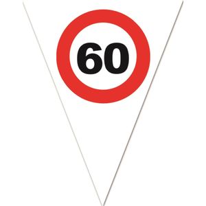 4x stuks leeftijd verjaardag vlaggenlijn met 60 jaar stopbord opdruk 5 meter - Plastic - 10-vlaggetjes per slinger - Feestartikelen/versiering