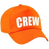 2x stuks crew personeelspet  / baseball cap oranje met witte bedrukking voor kinderen - personeel / staff - Holland / Koningsdag