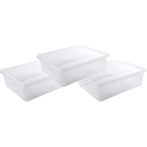 5x Voorraad/vershoudbakjes laag 2,5 liter transparant plastic/kunststof - 24 x 20 x 8 cm - Vienna - Vershouddoos bakjes - Mealprep - Maaltijden bewaren