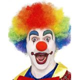 Clown verkleed set gekleurde pruik met hoge hoed zwart met knopen - Carnaval clowns verkleedkleding en accessoires