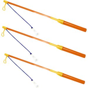 Lampionstokjes - 3x - oranje/geel met lichtje - 39 cm