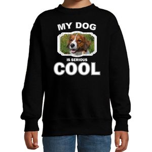Kooiker honden trui / sweater my dog is serious cool zwart - kinderen - Kooikerhondjes liefhebber cadeau sweaters - kinderkleding / kleding