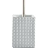 MSV Toiletborstel houder Kubik - 2x - kunststeen - lichtgrijs/zilver - 37 x 10 cm - Luxe uitstraling