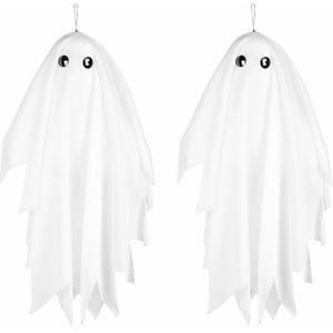 Set van 2x stuks hangende horror decoratie spook 48 cm met beweging en geluid - Halloween poppen