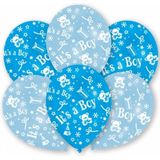 18x stuks Blauwe geboorte ballonnen jongen 27.5 cm - Feestartikelen/versiering