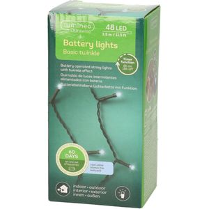 Lumineo kerstverlichting - batterij - 48 led lampjes - helder wit - 400 cm