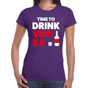 Time to drink Vodka tekst t-shirt paars dames - dames shirt  Time to drink Vodka