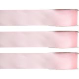 3x Hobby/decoratie roze satijnen sierlinten 1,5 cm/15 mm x 25 meter - Cadeaulint satijnlint/ribbon - Striklint linten roze