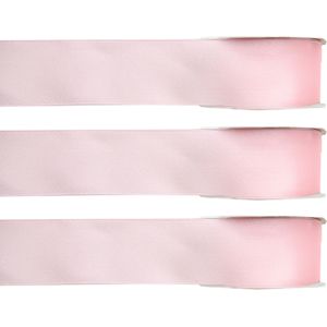 3x Hobby/decoratie roze satijnen sierlinten 1,5 cm/15 mm x 25 meter - Cadeaulint satijnlint/ribbon - Striklint linten roze