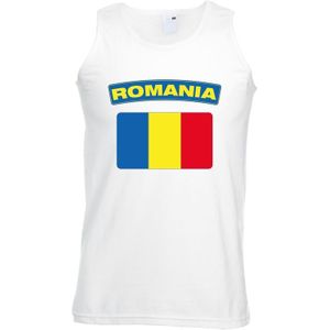Roemenie singlet shirt/ tanktop met Roemeense vlag wit heren