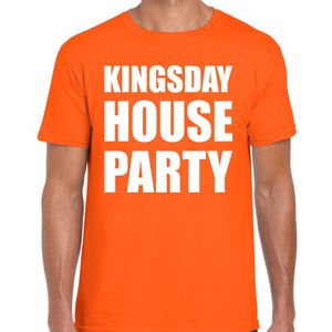 Koningsdag t-shirt Kingsday house party oranje voor heren - Woningsdag - thuisblijvers / Kingsday thuis vieren