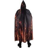 Funny Fashion Halloween verkleed cape met kap - vlammen print - Carnaval kostuum/kleding