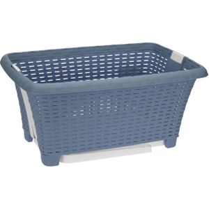 Kunststof wasmand op poten blauw 38 liter 60 x 40 cm - Wasmand met uitklapbare poten