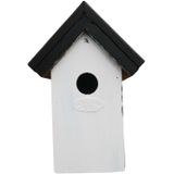 Houten vogelhuisje/nestkastje 22 cm - in het zwart/wit maken - DHZ schilderen pakket - 2x tubes verf en kwasten