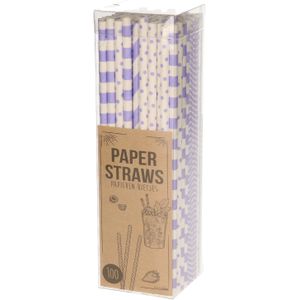 Excellent Houseware Papieren drinkrietjes - 100x - lila / paars - 20 cm