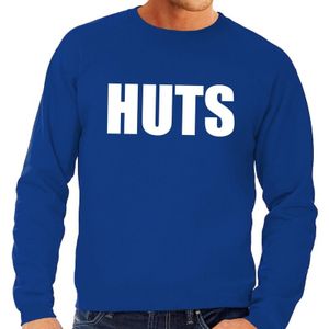HUTS tekst sweater blauw heren - heren trui HUTS