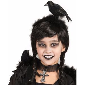 Verkleed diadeem met zwarte kraai - 17 cm - Halloween verkleed accessoires