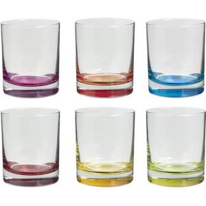 Set van 6x stuks tumbler glazen Colori 300 ml van glas - Drinkglazen - Waterglazen