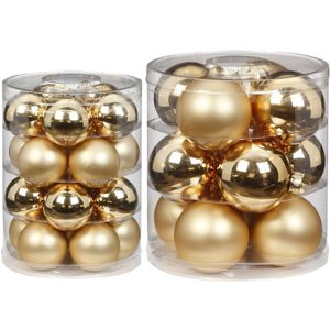 42x stuks glazen kerstballen elegant goud mix 6 en 8 cm glans en mat - Kerstversiering/kerstboomversiering