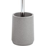MSV Toilet/wc-borstel in houder - 2x - squares - kunststeen/metaal - lichtgrijs - 35 cm