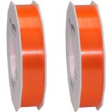 3x XL Hobby/decoratie oranje kunststof sierlinten 2,5 cm/25 mm x 91 meter- Luxe kwaliteit - Cadeaulint kunststof lint/ribbon