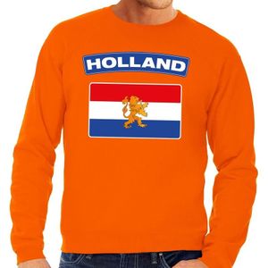 Oranje Holland vlag sweater / trui heren - Oranje Koningsdag/ supporter kleding