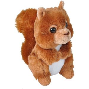 Wild Republic Pluche eekhoorn knuffel - rood - 18 cm - speelgoed - bosdieren - knuffels