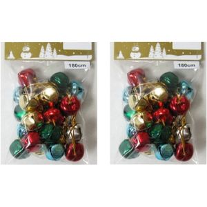 3x Gekleurde slingers met 18 gekleurde metalen klokjes/belletjes 180 cm - Kerstversiering/kerstdecoratie