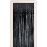 Set van 4x stuks zwart metallic folie party deurgordijn 100 x 250 cm - Halloween thema versiering