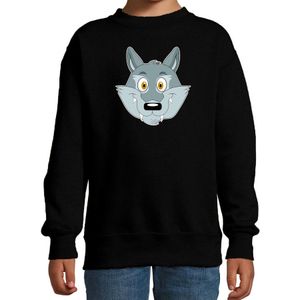 Cartoon wolf trui zwart voor jongens en meisjes - Kinderkleding / dieren sweaters kinderen
