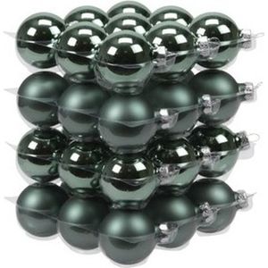 72x Emerald groene glazen kerstballen 4 cm - mat/glans - Kerstboomversiering emerald groen