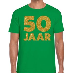 50 Jaar goud glitter verjaardag t-shirt groen heren - heren shirt 50 Jaar - Abraham kleding