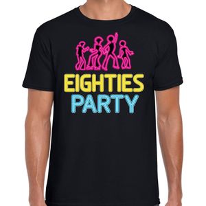 Bellatio Decorations Verkleed shirt heren - eighties party - zwart - neon - jaren 80 - foute party