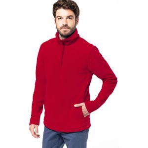 Kariban Fleece trui - rood - halve ritskraag - warme winter sweater - heren - polyester