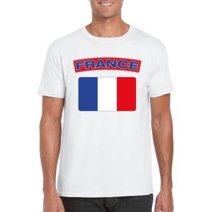 Frankrijk t-shirt met Franse vlag wit heren