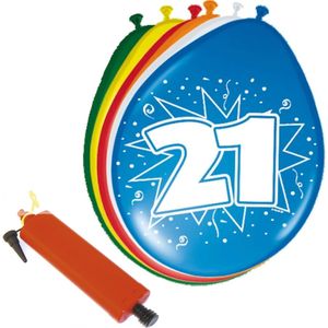 Folat - Verjaardag ballonnen pakket 21 jaar - 32x stuks met ballonpomp